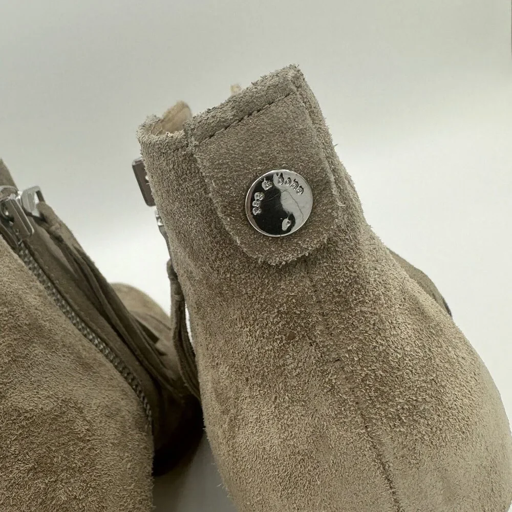 Rag & Bone Margot Ankle Booties Women 8.5 Taupe Suede Block Heel Quiet Luxury